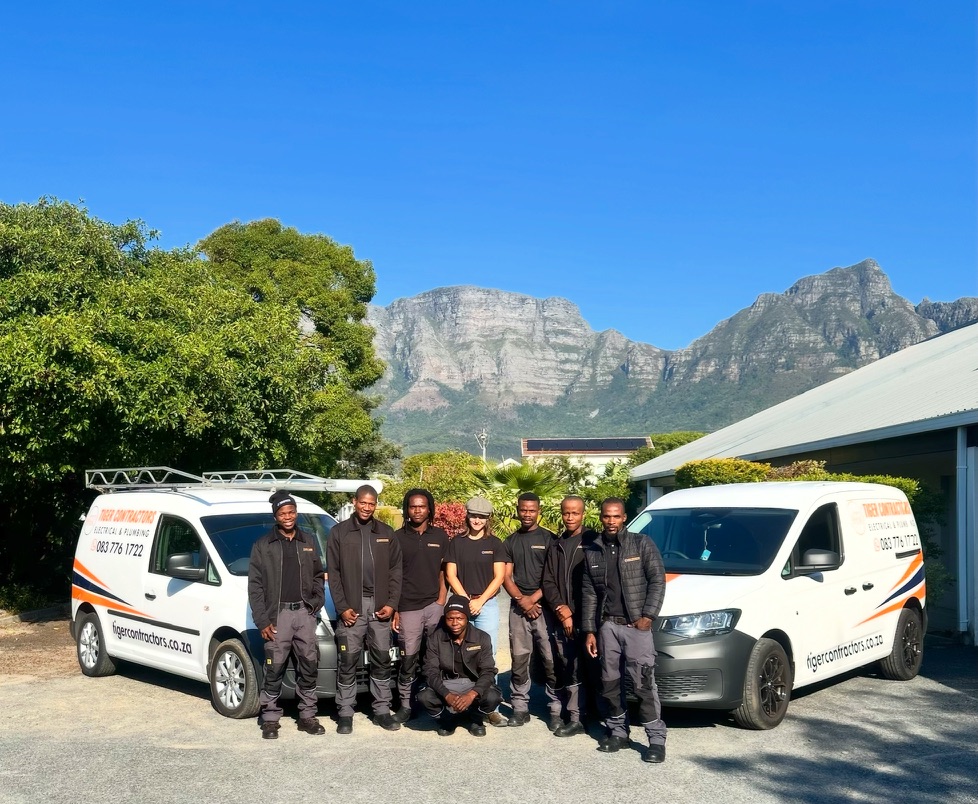 Tiger Contractors team with branded vans in Cape Town